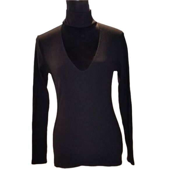 Reformation L Mock V-neck Long Sleeve T-Shirt Sweater Blouse